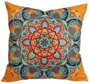 Almofada Mandala Indiana 45x45cm Várias Estampas - Laranja - Com Enchimento