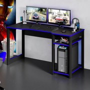 Mesa Gamer Escrivaninha Tecno Reversível Preto Azul