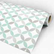 Papel de parede adesivo verde cinza e branco