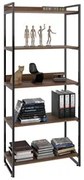 Estante Livreiro Prisma Estilo Industrial 80cm 5 Prateleiras C08 Nogal