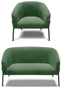 Sofá Namoradeira e Poltrona Pé de Ferro Preto Stella Suede D03 - D'Rossi - Verde