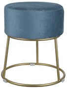 Puff Decorativo Lila Veludo Azul Com Metal Dourado 38 cm - D'Rossi