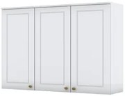 Armário Aéreo 120cm 3 Portas 100% MDF Americana Branco HP - Henn