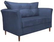 Namoradeira Ibis Decorativa 2 Lugares 1,35 m Recepção Quarto Sala Suede Azul Marinho