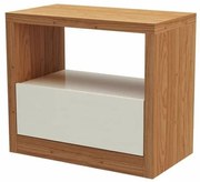 Mesa de Cabeceira Kiev com 1 Gaveta cor Freijo com Off White - 57711 Sun House