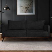 Sofá Living 2 Lugares com Pés de Ferro Almofadas Soltas 160cm Saiph Bouclê Preto G63 - Gran belo