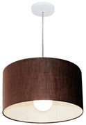 Lustre Pendente Cilíndrico Md-4202 Cúpula em Tecido 40x25cm Café - Bivolt