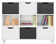 Nicho Organizador Toys 6 Gavetas Q01 com Rodízios Branco/Preto - Mpoze