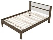 Cama de Casal Madeira CM8005 Nogal/Branco - Tecno Mobili