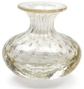 Vaso Mini Baixo Tela Transparente com Ouro Murano Cristais Cadoro