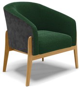 Poltrona Decorativa Base Madeira Stella PU Preto/Bouclê D03 - D'Rossi - Verde