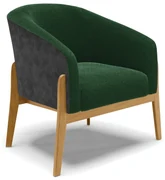 Poltrona Decorativa Base Madeira Stella PU Preto/Bouclê D03 - D'Rossi - Verde