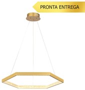 Pendente Hex Aros Ø60X3,5Cm Led 30W 3000K Bivolt / Hexagono - Sextavad... (Dourado)