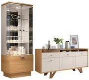 Cristaleira Aruan e Buffet Ellora H01 Off White/Cinamomo - Mpozenato