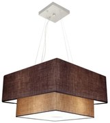 Lustre Pendente Quadrado Café e Palha MJ-4083 Para Mesa de Jantar e Estar