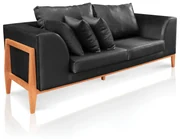 Sofá 2 Lugares Living 225cm Base de Madeira Lucy Facto Escama Preto C05 - D'Rossi