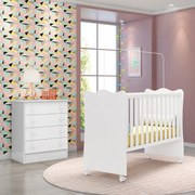 Kit Berço e Cômoda Infantil 4 Gavetas Brilhar Q01 - ADJ Decor