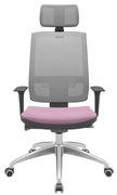 Cadeira Office Brizza Tela Cinza Com Encosto Assento Vinil Lilas Autocompensador 126cm - 63243 Sun House