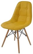 Cadeira Eames Eiffel Botone Amarela Base Madeira - 27464 Sun House