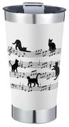 Copo Térmico Gato Musical Branco Com Tampa e Abridor Chopp