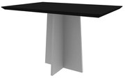 Mesa de Jantar Retangular Tampo com Vidro Sabrina 120 cm Preto Base Off White - D'Rossi