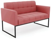 Sofá Namoradeira Elisa Suede Base Metálica Industrial Preto - D'Rossi - Rose