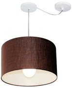 Lustre Pendente Cilíndrico Com Desvio Café MJ-4226 Para Mesa de Jantar e Estar