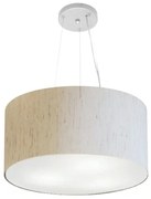 Lustre Pendente Cilíndrico Md-4186 Cúpula em Tecido 45x25cm Linho Bege - Bivolt