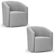 Poltrona Decorativa Base Giratória Kit 2 Stella Max Suede D03 - D'Rossi - Cinza