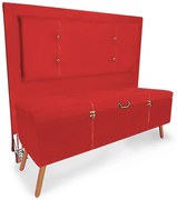 Cabeceira com Calçadeira Baú Casal 140cm Caribe Suede Vermelho - Sheep Estofados - Vermelho