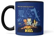 Caneca Cat Wars Azul com Alça Preta