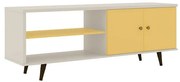 Rack Retro para Tv até 48 Polegadas Off White/Amarelo