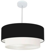 Lustre Pendente Duplo Cilíndrico Vivare Md-4356 Cúpula Tecido 55x50cm - Bivolt