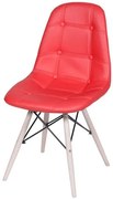 Cadeira Eames Botone Vermelho Base Madeira - 32075 Sun House