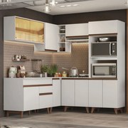 Armário de Cozinha Completa de Canto 402cm Branco Reims Madesa 01 Cor:Branco