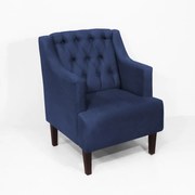 Poltrona Classic Suede Azul Marinho Pés Palito Sala, Quarto, Decoração