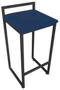 Banqueta Alta Industrial Pietra Suede Base Preto D'Rossi - Azul Marinho