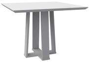 Mesa de Jantar Quadrada Tampo com Vidro Leka 100 cm Off White - D'Rossi