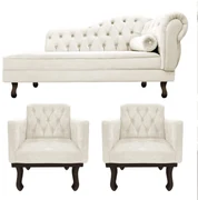Kit Diva Recamier Diana 120cm Lado Esquerdo e 2 Poltronas Classic Corano - ADJ Decor