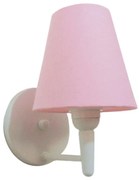 Arandela Cone Md-2004 Base Branco Cúpula em Tecido 14/14x07cm Rosa Bebê - Bivolt