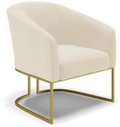 Poltrona Decorativa Industrial Dourado Stella Linho Bege D03 - DRossi