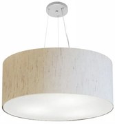 Lustre Pendente Cilíndrico Md-4135 Cúpula em Tecido 70x30cm Linho Bege - Bivolt