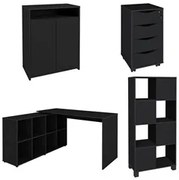 Conjunto Escritório Home Office 4 Peças Mity A06 Preto - Mpozenato