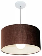 Lustre Pendente Cilíndrico Md-4206 Cúpula em Tecido 50x25cm Café - Bivolt