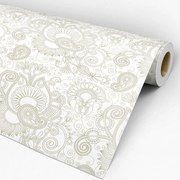 Papel de parede adesivo arabesco marrom e branco