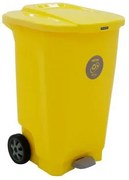 Lixeira Tramontina T-Force Coleta Seletiva Metal em Polipropileno Amarelo com Rodas 100 L