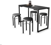 Mesa de Cozinha Industrial Porto Preto 120 cm com 04 Banquetas Manu Corino Preto - D'Rossi