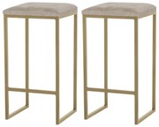 Kit 2 Banqueta Decorativa Billie Base Gold Suede Cappuccino G41 - Gran Belo