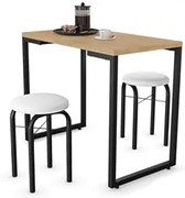 Conjunto Mesa de Cozinha Prattica Industrial 90cm com 2 Banquetas F02