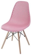 Cadeira Eames Furadinha cor Rosa com Base Madeira - 55985 Sun House